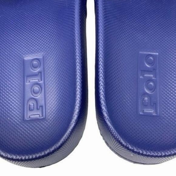Polk Ralph Lauren Mens Cayson Pool Slides Navy Blue, Red Size 10 main image 7